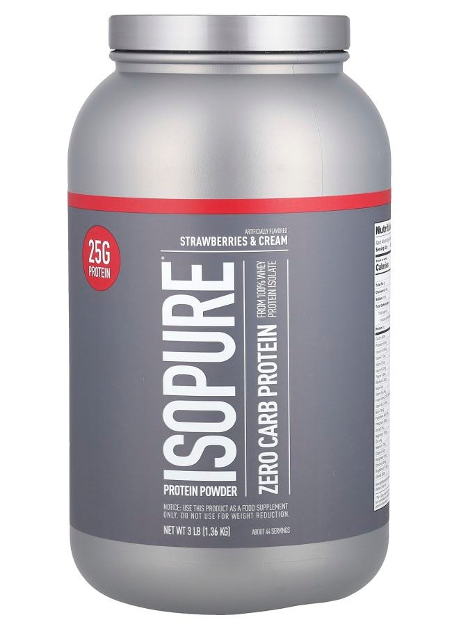 Isopure Zero Carb Protein Powder Strawberries & Cream 3 lb (1.36 kg) 