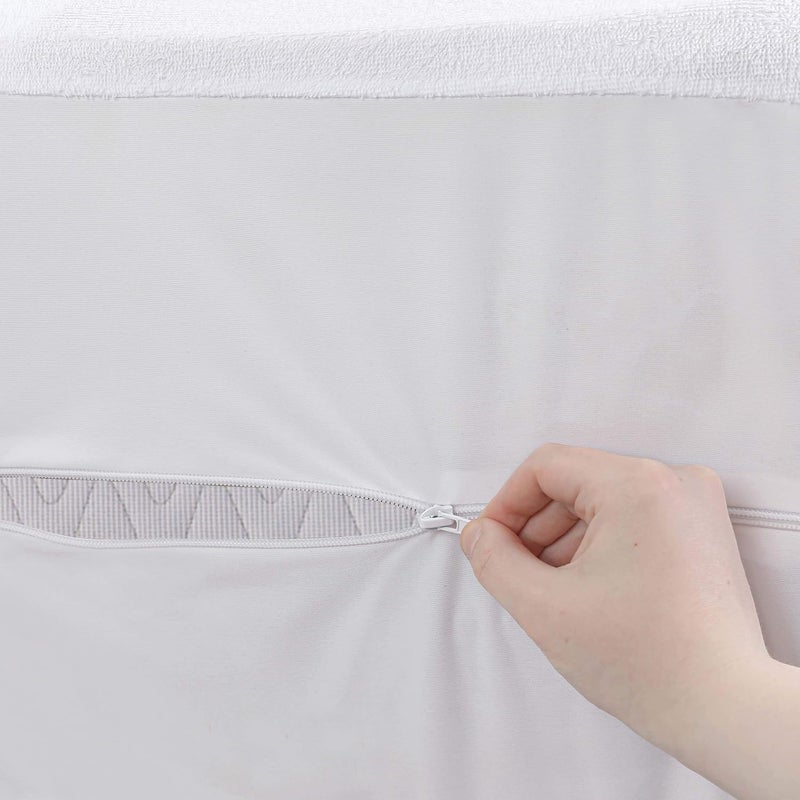 Masirs Masirs Zippered Mattress Encasement  Waterproof Breathable Noiseless Machine Washable Soft Terry Top for Comfortable Night Sleep CalKing  - Image 5