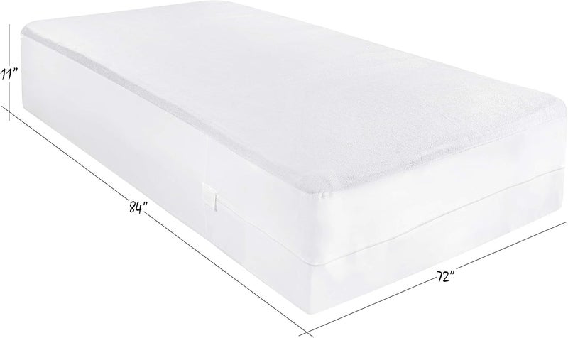 Masirs Masirs Zippered Mattress Encasement  Waterproof Breathable Noiseless Machine Washable Soft Terry Top for Comfortable Night Sleep CalKing  - Image 2