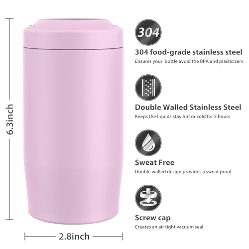 MoreFeel 4-in-1 Skinny Can Cooler Double Wall Stainless Steel Insulated Can Holder,Can Coozie, Works With 12 Oz Slim Can,Standard Cans,Beer Bottles & As Pint Cups (Pink) - Image 5