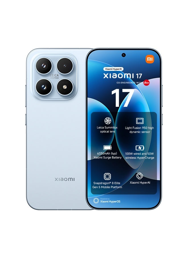 Xiaomi 17 Blue Dual SIM 5G 12GB RAM 512GB   - with 3-pin adaptor - Global Version - Image 1