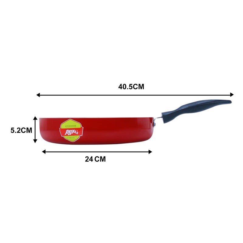 Anjali Non-Stick Dosa Tawa, Fry Pan and Kadai, 30 X Cm, Set of 3, Maroon - Image 5