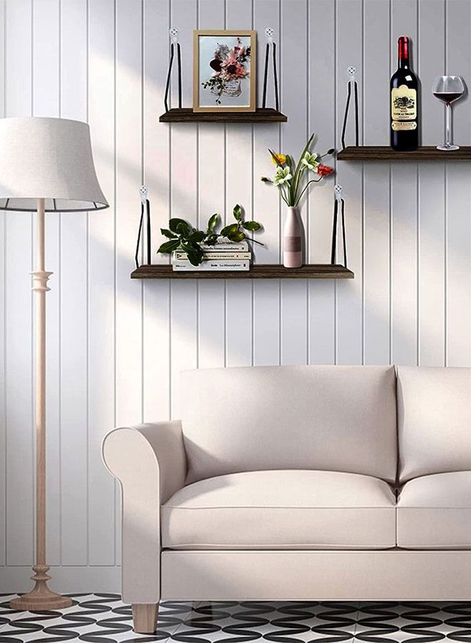 CATANES Floating Shelves Wall Mount, Solid Wood Wall Storage Shelves with Iron Frame  - Image 5