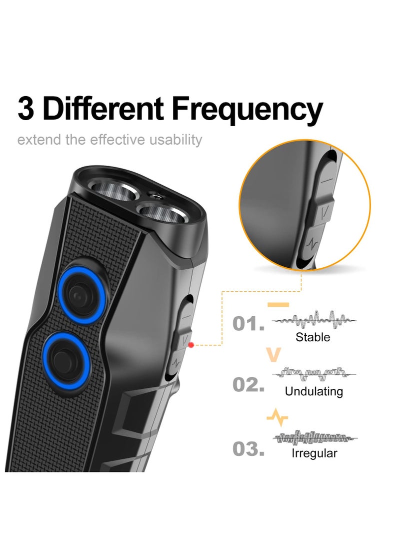 Excefore Dog Barking Control Devices, Dual Sensor Ultrasonic Dog Barking Deterrent 3 Frequency Dog Trainer Anti Barking Device With LED Flashlight, 16.4 Ft Range Safe For Human And Dog, Rechargeable, Black - Image 2