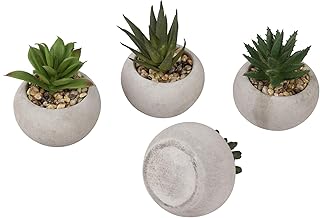 GIA GIA Artificial Mini Potted Succulents, Set of 4, Green  - Image 1