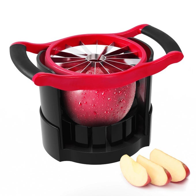 UPGRADED 512 INCH LARGE APPLE SLICER CUT 16 THIN SLICES ALL THE WAY THROUGH HEAVY DUTY STAINLESS STEEL APPLE CORER SLICER FOR FRUITS VEGETABLES DISHWASHER SAFE