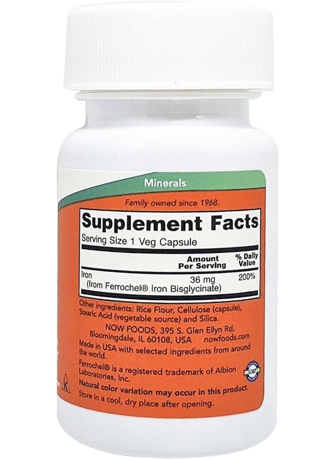 now Foods - Iron Double Strength Essential Mineral 36 Mg 30 Veg Capsules - Image 5