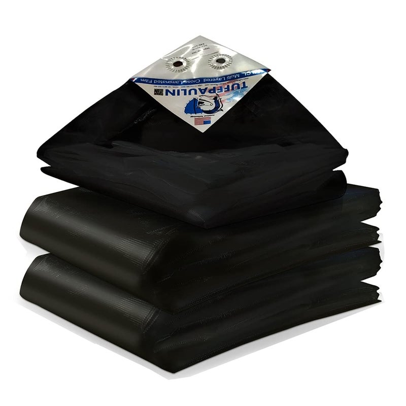 TUFFPAULIN TUFFPAULIN 30FT X 30FT 150 GSM Black Heavy Duty Tarpaulin Tirpal Tadpatri Tharpai Thadika Extra Strong Eyelets UV Resistant 100 Waterproof Virgin 6 Layer MLCL 3D Rib Technology1 No  - Image 1