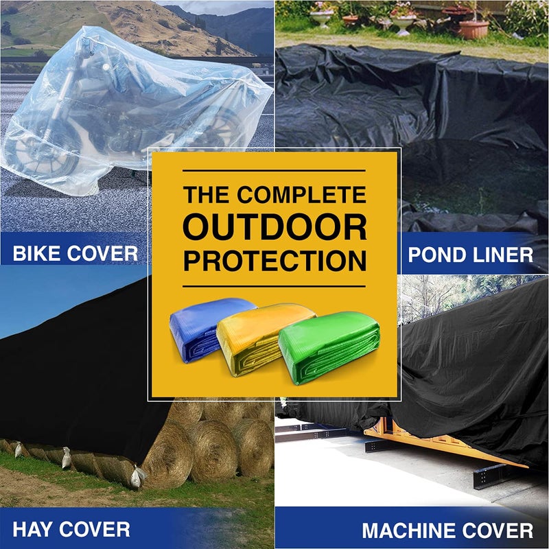 TUFFPAULIN TUFFPAULIN 30FT X 30FT 150 GSM Black Heavy Duty Tarpaulin Tirpal Tadpatri Tharpai Thadika Extra Strong Eyelets UV Resistant 100 Waterproof Virgin 6 Layer MLCL 3D Rib Technology1 No  - Image 3
