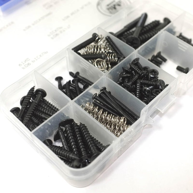 MAKA Guitar Screw Kit Assortment Box Kit for Electric Guitar Bridge, Pickup, Pickguard, Tuner, Switch, Neck Plate, with Springs, 9 Types, Total 149 Screws, Black - Image 5