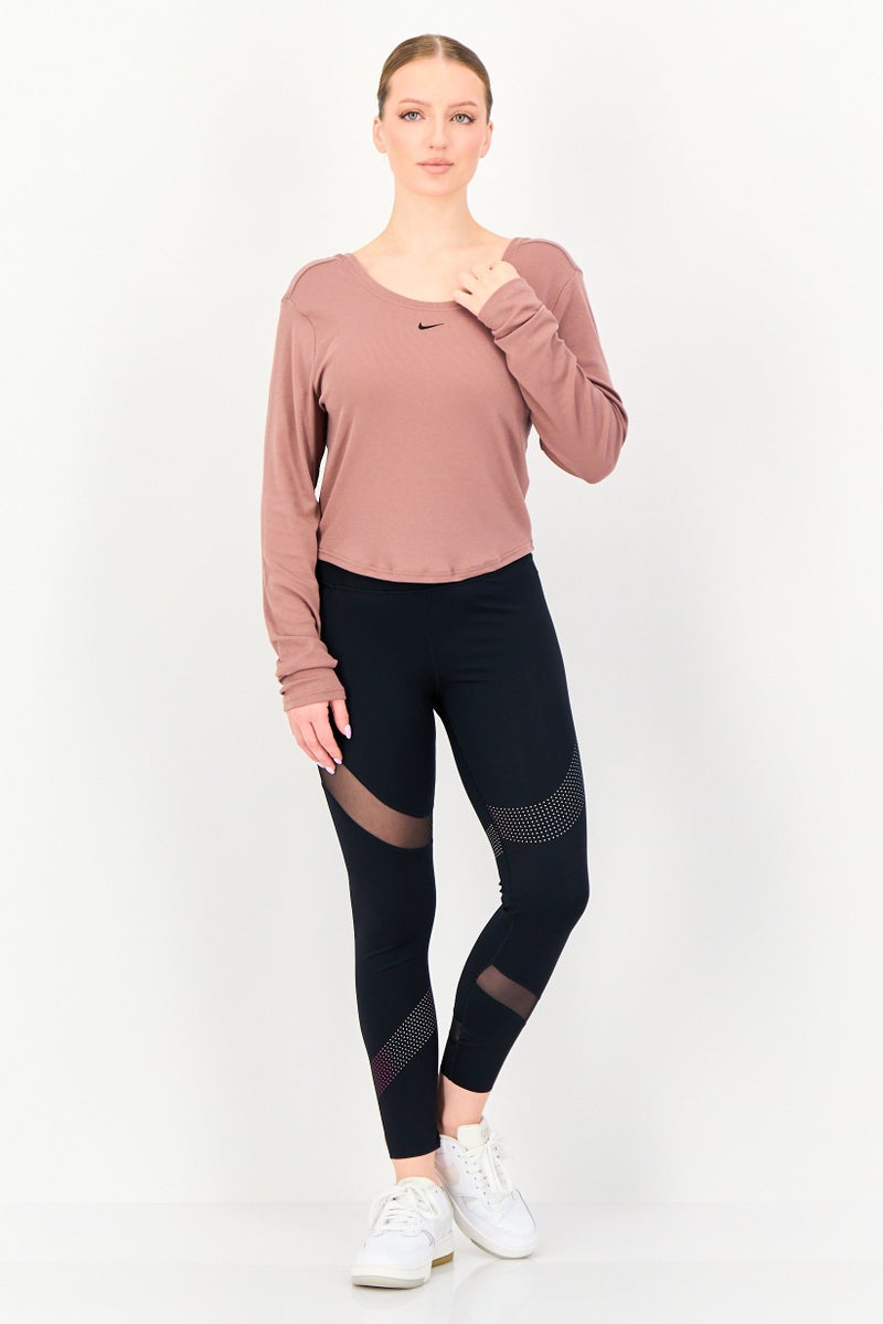 Nike Women Tight Fit Long Sleeve Training T-Shirt, Mauve - Image 2