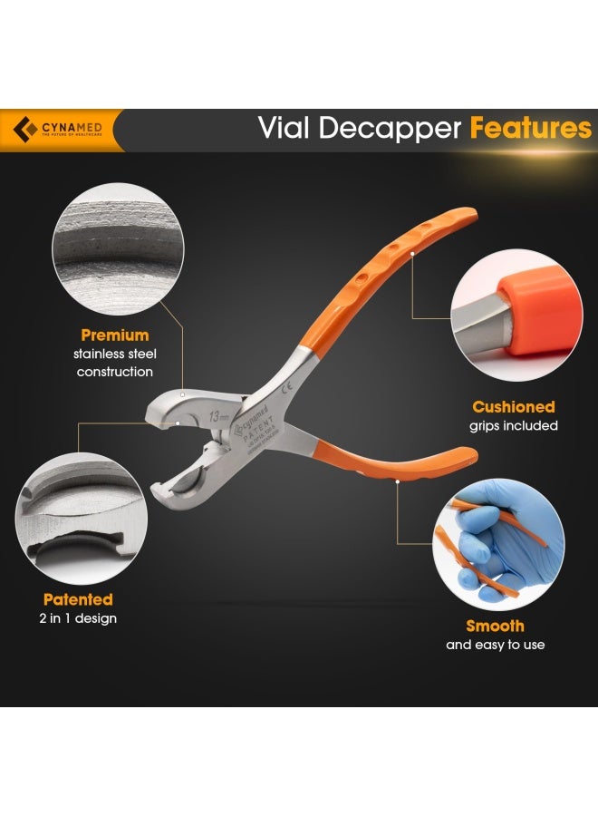 CYNAMED Twin Action Decapper Pliers - Perfect For Decapping 13Mm And 20Mm Crimped Vials And Bottles  - Image 3