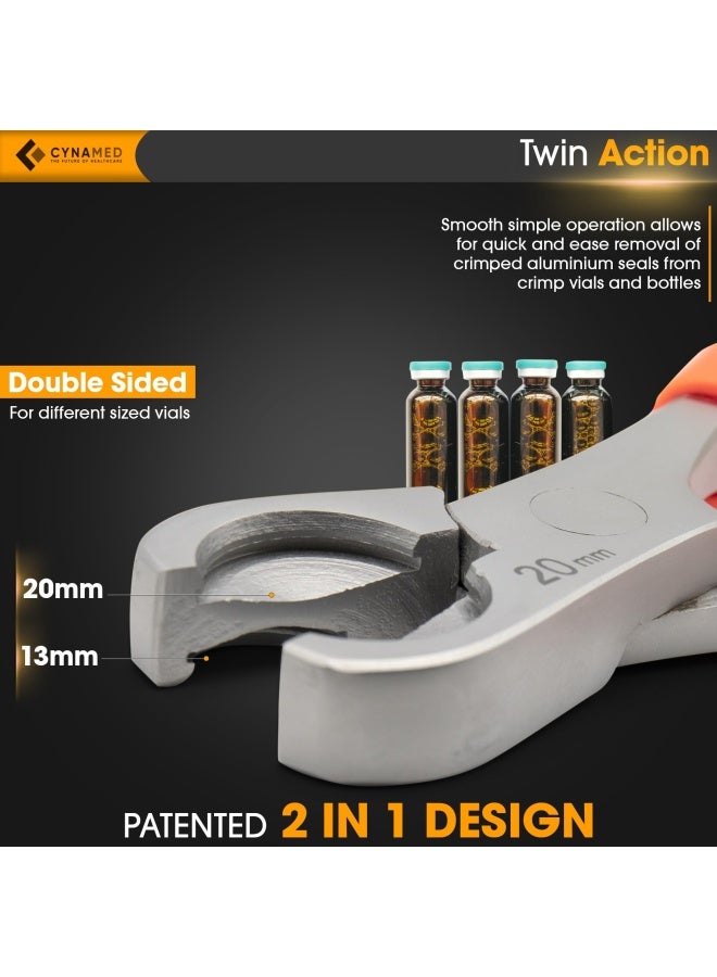 CYNAMED Twin Action Decapper Pliers - Perfect For Decapping 13Mm And 20Mm Crimped Vials And Bottles  - Image 2
