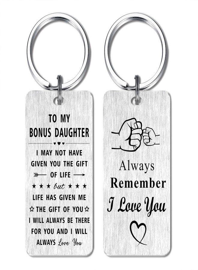 Jzxwan Bonus Daughter Gifts, I Love You Step Daughter Christmas Birthday Keychain, Stepdaughter Gifts Key Chain, Stepdaughter Present from Stepmom Stepdad - Image 1