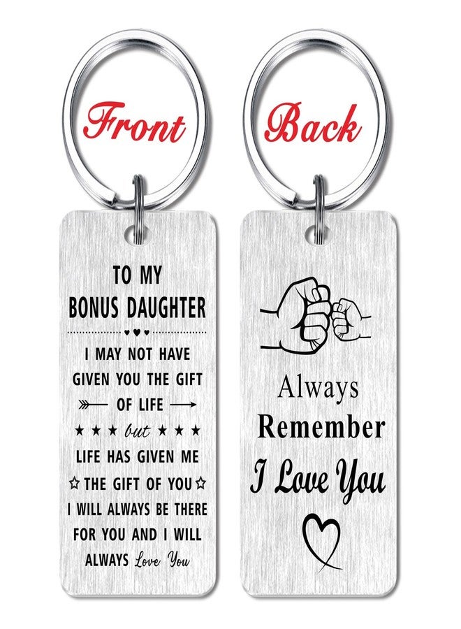 Jzxwan Bonus Daughter Gifts, I Love You Step Daughter Christmas Birthday Keychain, Stepdaughter Gifts Key Chain, Stepdaughter Present from Stepmom Stepdad - Image 2