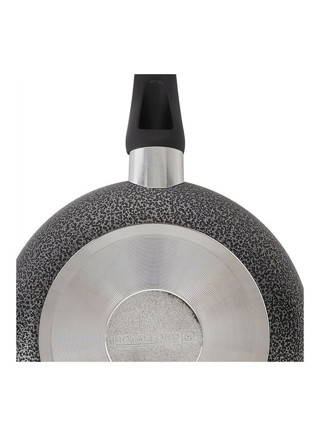 Royalford Aluminum Fry Pan With Tempered Glass Lid Strong Aluminum Body With Non Stick Coating And Bakelite Handle Compatible With Hot Plate Halogen Ceramic And Gas Stovetops Black - Image 4