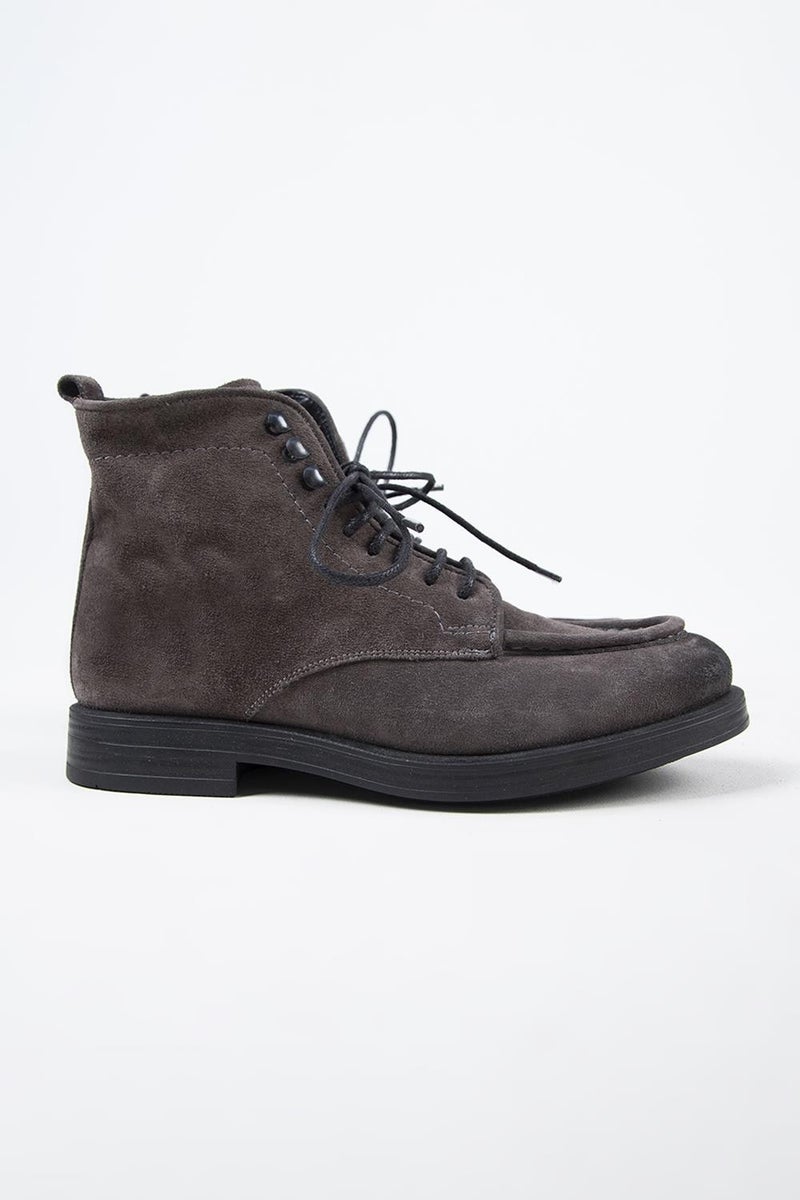 Krahe Dante Men's Genuine Leather Lace-up Zippered Dark Gray Boots - Image 2