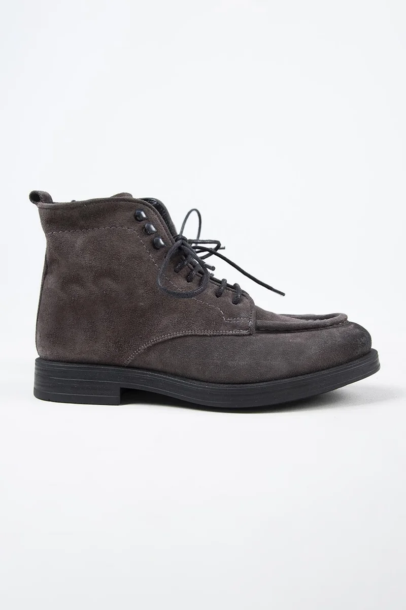 Krahe Krahe Dante Men's Genuine Leather Lace-up Zippered Dark Gray Boots