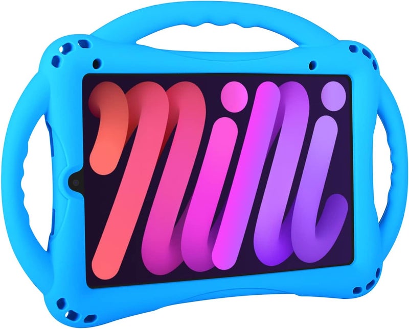 TopEsct Kids iPad Mini 6 Case, Blue, Shockproof, Heavy Duty, Protective, Anti-slip Silicone, 3 Handle, Kickstand, Precise Cutouts, Heat Dissipation, 2 Year Warranty - Image 1