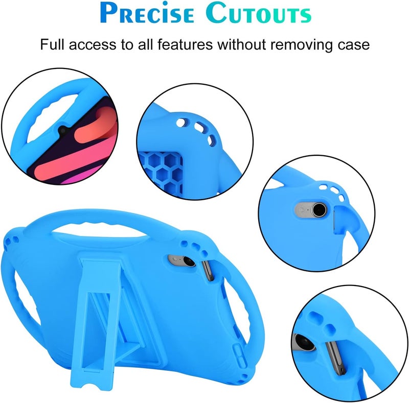 TopEsct Kids iPad Mini 6 Case, Blue, Shockproof, Heavy Duty, Protective, Anti-slip Silicone, 3 Handle, Kickstand, Precise Cutouts, Heat Dissipation, 2 Year Warranty - Image 4
