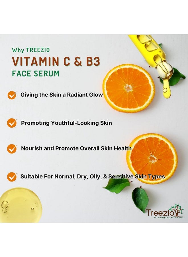 Treezio Vitamin C & B3 Face Serum - Brighten, Even Skin Tone & Protect, All Skin Types | No Sulphate No Paraben | For Men & Women Pack of 2 (30 ml Each) - Image 2
