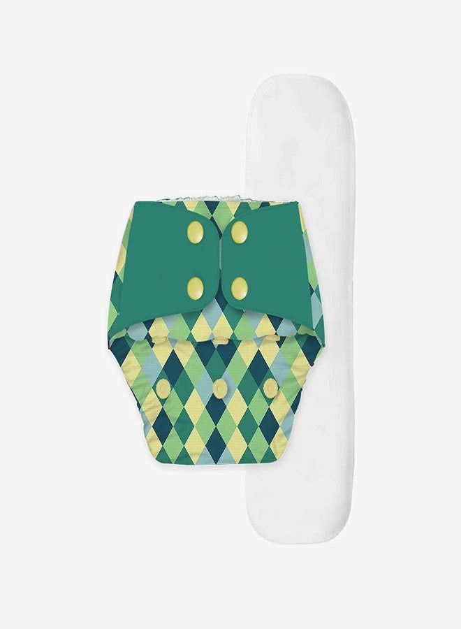 SNUGKINS Regular Cloth Diapers for Babies 3 Months-3 Years (5-17kg) | Washable & Reusable | 1 Cloth Diaper & 1 Wet-Free Microfiber Terry Soaker | Winter Gem - Image 1