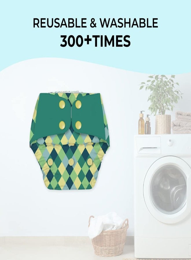 SNUGKINS Regular Cloth Diapers for Babies 3 Months-3 Years (5-17kg) | Washable & Reusable | 1 Cloth Diaper & 1 Wet-Free Microfiber Terry Soaker | Winter Gem - Image 3