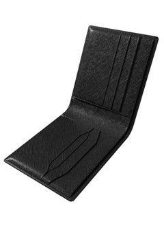 LEVELO Levelo Billfold Mens Genuine Saffiano Wallet - Black  - Image 2
