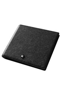 LEVELO Levelo Billfold Mens Genuine Saffiano Wallet - Black  - Image 1