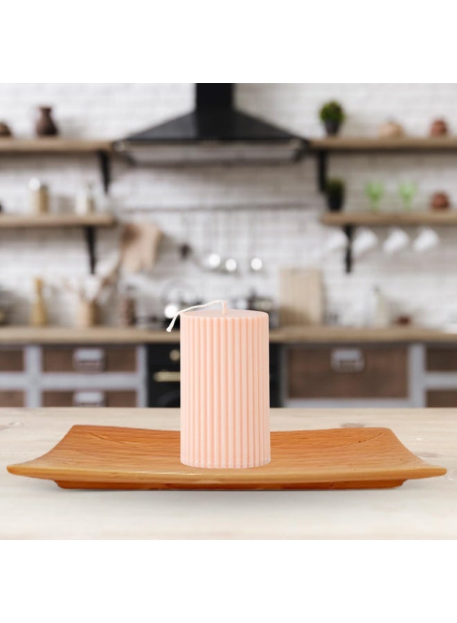 atorakushon Soy Wax Pillar Candle Set of 3 Pcs Ribbed Scented Pillar Candles 2x3''inches for Home Decor Diwali Wedding Valentine Church x-Mass (Peach) - Image 4