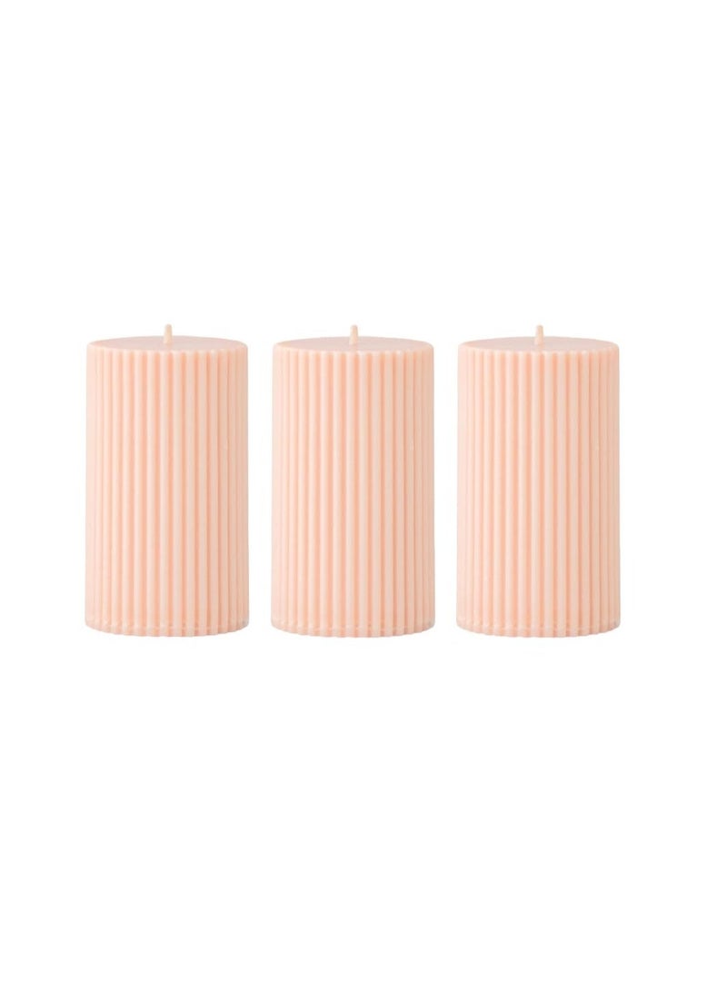 atorakushon Soy Wax Pillar Candle Set of 3 Pcs Ribbed Scented Pillar Candles 2x3''inches for Home Decor Diwali Wedding Valentine Church x-Mass (Peach) - Image 2