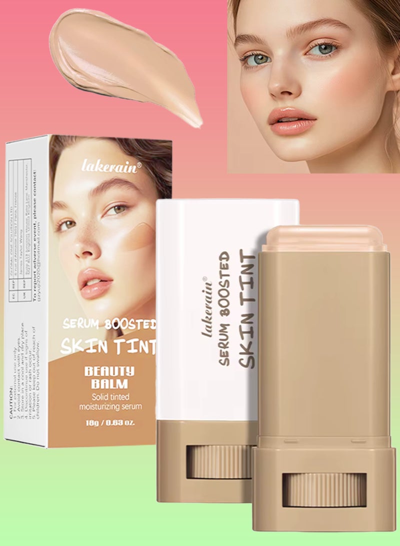 lakerain Serum Boosted Skin Tint Beauty Balm Solid Tinted Moisturizing Serum Contour Stick Foundation Face Sticks for Women Natural Finish Makeup Foundation Face Stick Contour Stick 18g 04 - Image 1