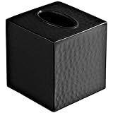 Monarch Abode Monarch Hand Hammered Metal Tissue Box Cover, Matte Black - Image 1