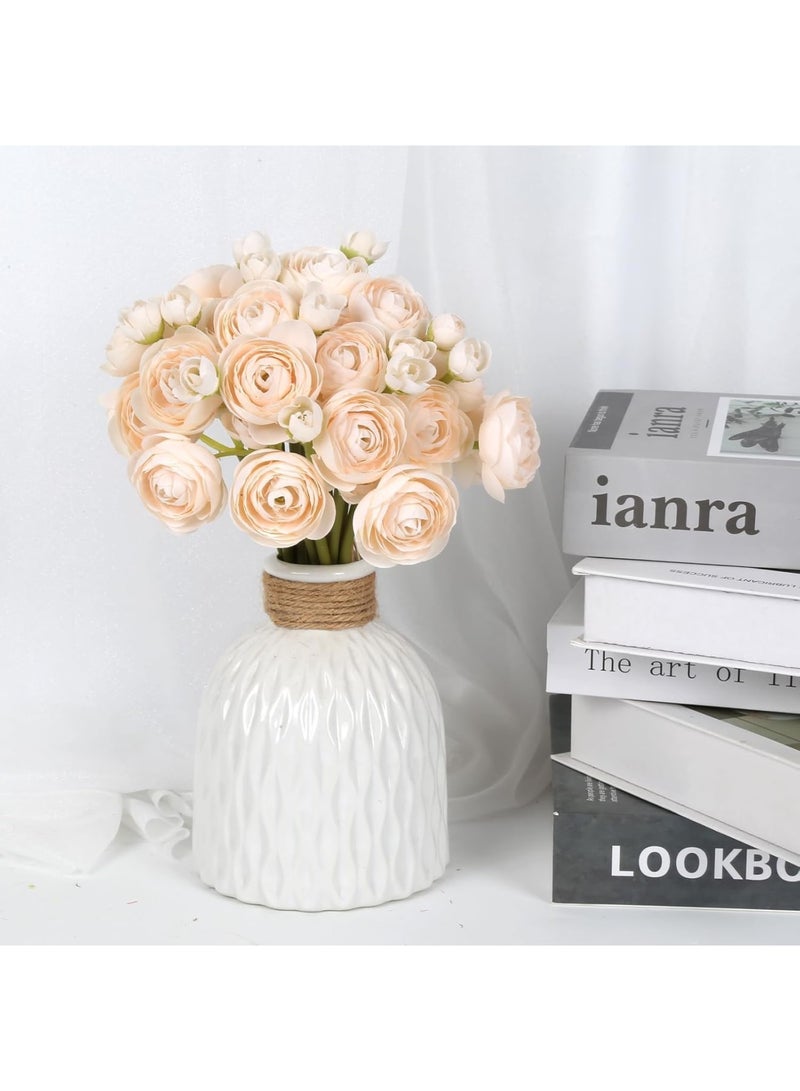 SYOSI Artificial Ranunculus Flowers, Mini Faux Flowers for DIY Crafts and Wedding Decorations, 12PCS Small Decorative Fake Flowers for Bridal Shower, Home Decor, Floral Arrangements, Cream, 2 Bouquets - Image 3