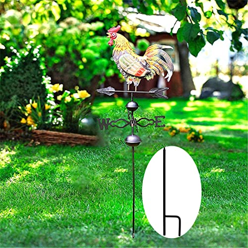 Westcharm 48 in. Crowing Metal Rooster Weathervane | Wind Wheel Decorative Garden Stake with Rooster Ornament | Chicken Garden Weather Vane - Image 4