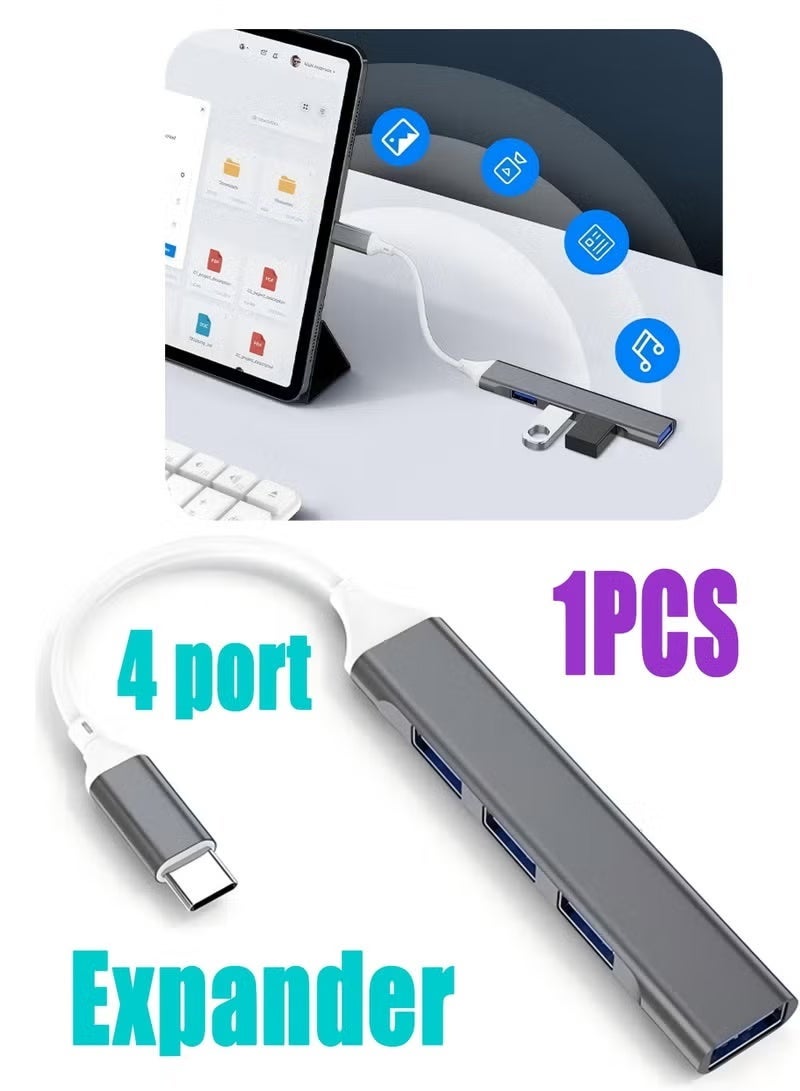 موزع USB صغير محمول من النوع C، 4 في 1 - موزع USB 3.0 + USB 2.0 لأجهزة الكمبيوتر المحمولة، ماك بوك، آيباد، والأجهزة اللوحية - Image 2