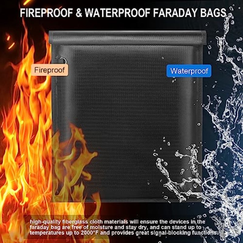 Large Faraday Bags- 5 Pack Faraday Cages for Laptops Tablets Phones Car Keys, Faraday Key Fob Protector, Fireproof Waterproof RFID Faraday Pouch Key Fob Signal Blocker Anti-theft Faraday Bag - Image 3
