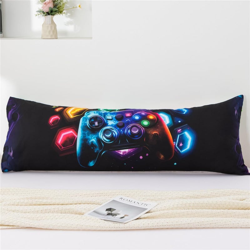 NTBED Space Gaming Body Pillow Cover Universe Game Console Microfiber Pillowcase with Envelope Closure for Kids Boys Adults,(20"x54",Multi) - Image 1