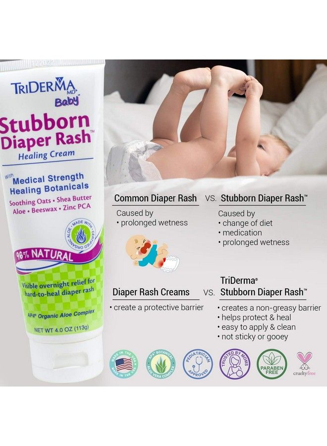 TriDerma Md Baby Stubborn Diaper Rash Healing Cream Healing For Hardtoheal Diaper Rash Treat And Prevent Diaper Rash And Seal Out Wetness Nongreasy Diaper Rash Ointment 4.0 Oz Each 4 Pack - Image 3