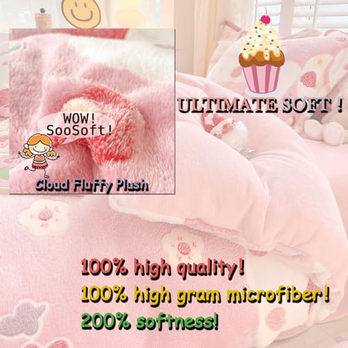 MorroMorn Twin Bedding Sets, Pink Duvet Cover Set, Kawaii Cream Cake Fluffy Comforter Covers Blanket Ultra Soft for Girls Kids Toddler Teen Women Twin/Twin XL Size - Image 3