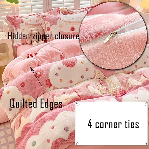 MorroMorn Twin Bedding Sets, Pink Duvet Cover Set, Kawaii Cream Cake Fluffy Comforter Covers Blanket Ultra Soft for Girls Kids Toddler Teen Women Twin/Twin XL Size - Image 5