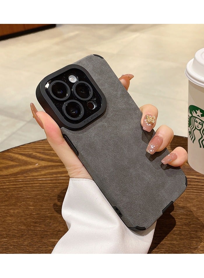 جومو ستور غطاء فاخر من جلد PU لهاتف iPhone 13 Pro Max – غطاء واقٍ بملمس جلد الحمل مقاوم للصدمات للرجال والنساء، مع حماية للعدسة، نحيف ومتين، مقاوم للخدوش والصدمات - Image 1