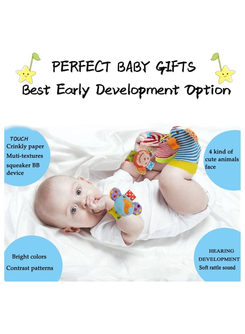 Baby Wrist Rattles Toys & Foot Sock Rattle Toy, Monkey, Elephant, 4 Pieces  - Image 5