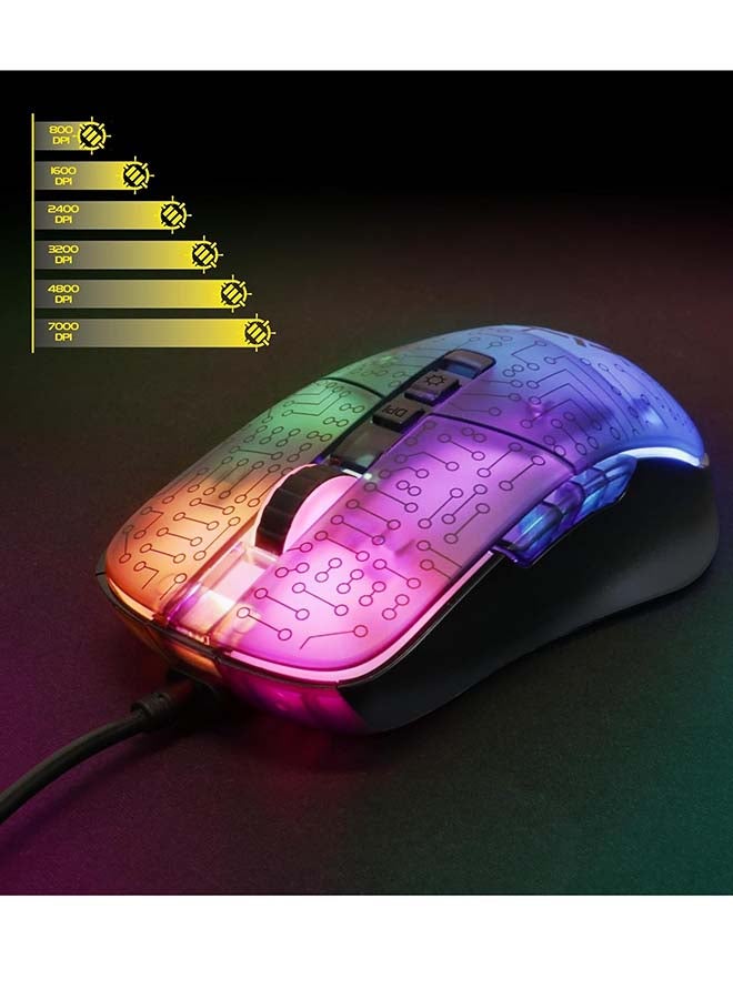 إنهانس ماوس الألعاب ENHANCE Voltaic 2 – 7 أزرار قابلة للبرمجة – مستشعر بصري (7000DPI /125Hz / 20g / 60IPS) – 13 وضعية ألوان RGB، ماوس مريح بتصميم دائري واضح – ماوس سلكي للكمبيوتر، مع برنامج مرفق | أسود - Image 4