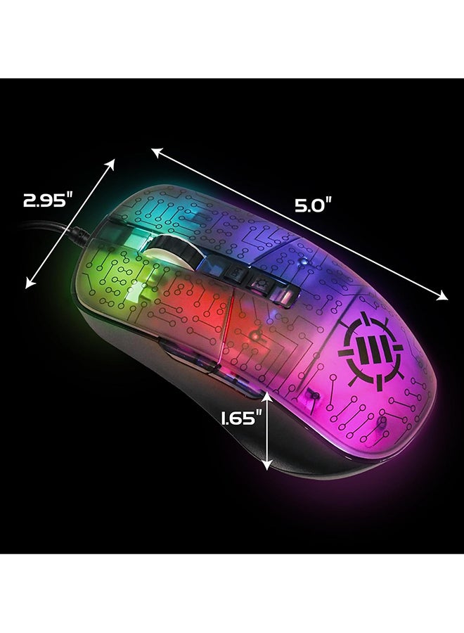 إنهانس ماوس الألعاب ENHANCE Voltaic 2 – 7 أزرار قابلة للبرمجة – مستشعر بصري (7000DPI /125Hz / 20g / 60IPS) – 13 وضعية ألوان RGB، ماوس مريح بتصميم دائري واضح – ماوس سلكي للكمبيوتر، مع برنامج مرفق | أسود - Image 5
