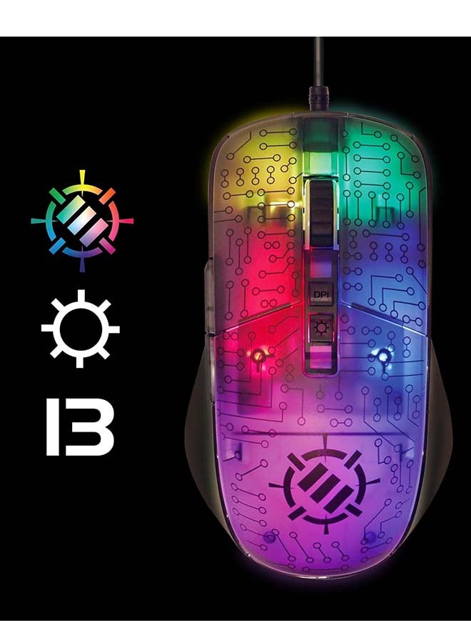 إنهانس ماوس الألعاب ENHANCE Voltaic 2 – 7 أزرار قابلة للبرمجة – مستشعر بصري (7000DPI /125Hz / 20g / 60IPS) – 13 وضعية ألوان RGB، ماوس مريح بتصميم دائري واضح – ماوس سلكي للكمبيوتر، مع برنامج مرفق | أسود - Image 2