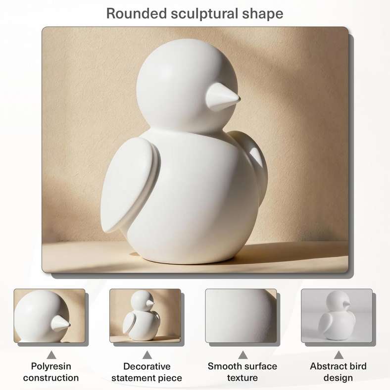 Pan Home Bird Polyresin Decor Figurine - White - Image 4
