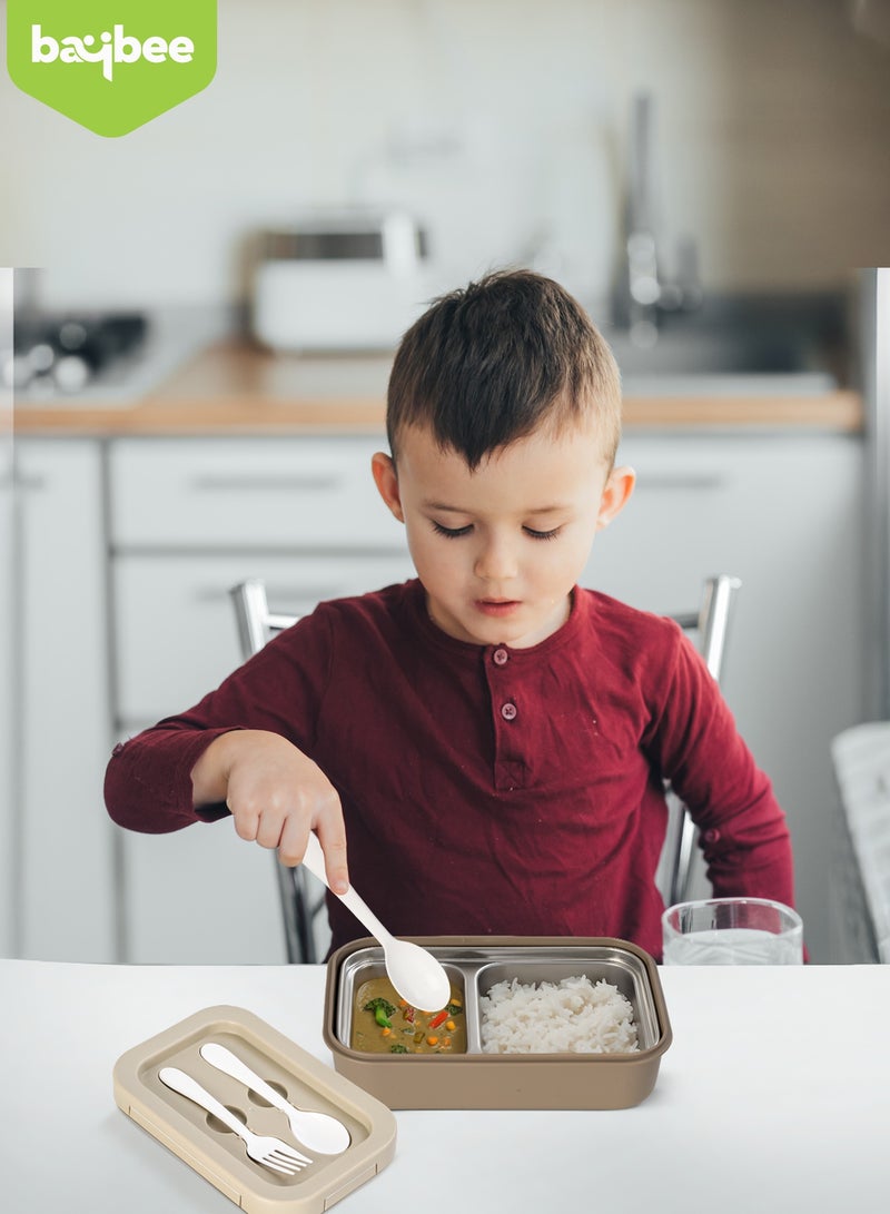 بيبي علبة غداء للأطفال – خالية من مادة BPA ومضادة للتسرب مع فواصل داخلية، آمنة للاستخدام في الميكروويف ومتينة – مثالية للمدرسة والسفر والحضانة (رمادي) - Image 2