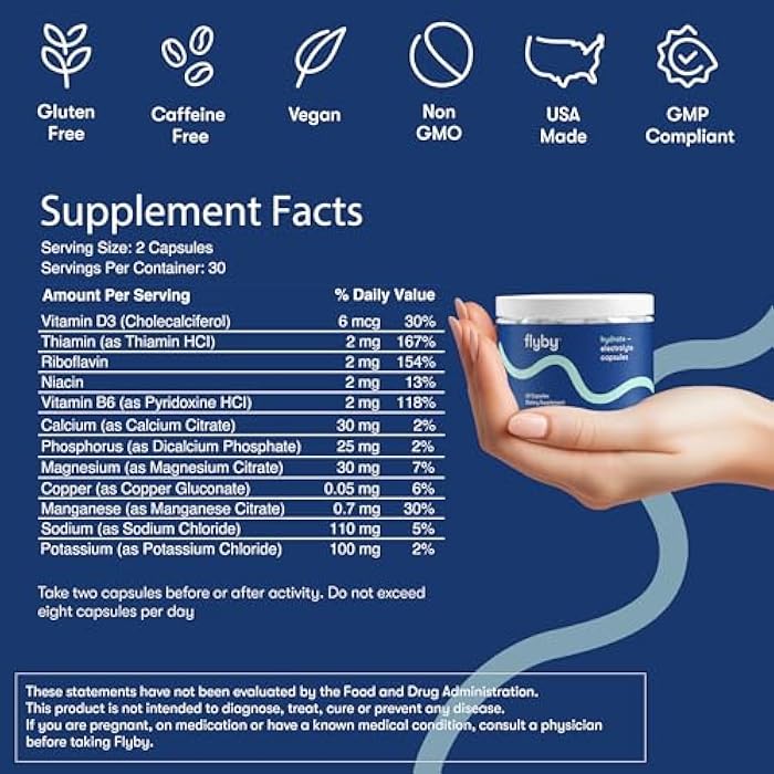 Flyby Electrolyte Capsule - Contains Sodium, Potassium, Vitamin D3, B Vitamins, Copper and Manganese | Electrolytes Recovery | Non-GMO | No Added Sugar – 60 Count - Image 3