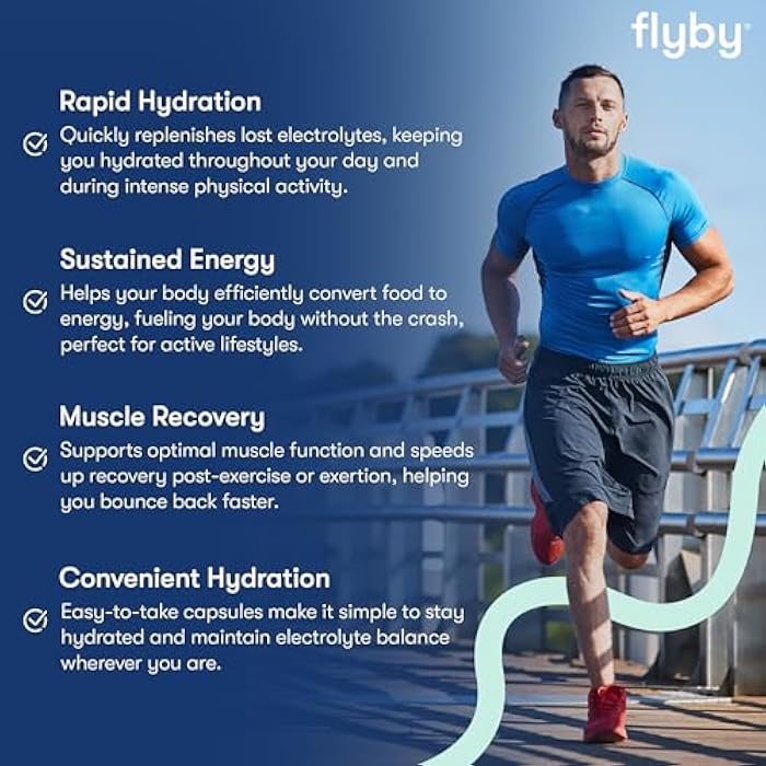 Flyby Electrolyte Capsule - Contains Sodium, Potassium, Vitamin D3, B Vitamins, Copper and Manganese | Electrolytes Recovery | Non-GMO | No Added Sugar – 60 Count - Image 4